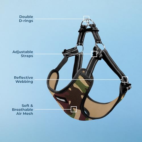 Best Pet Supplies Voyager Step-in Dog Harness - Size M Army/Black Trim - Breathable Mesh
