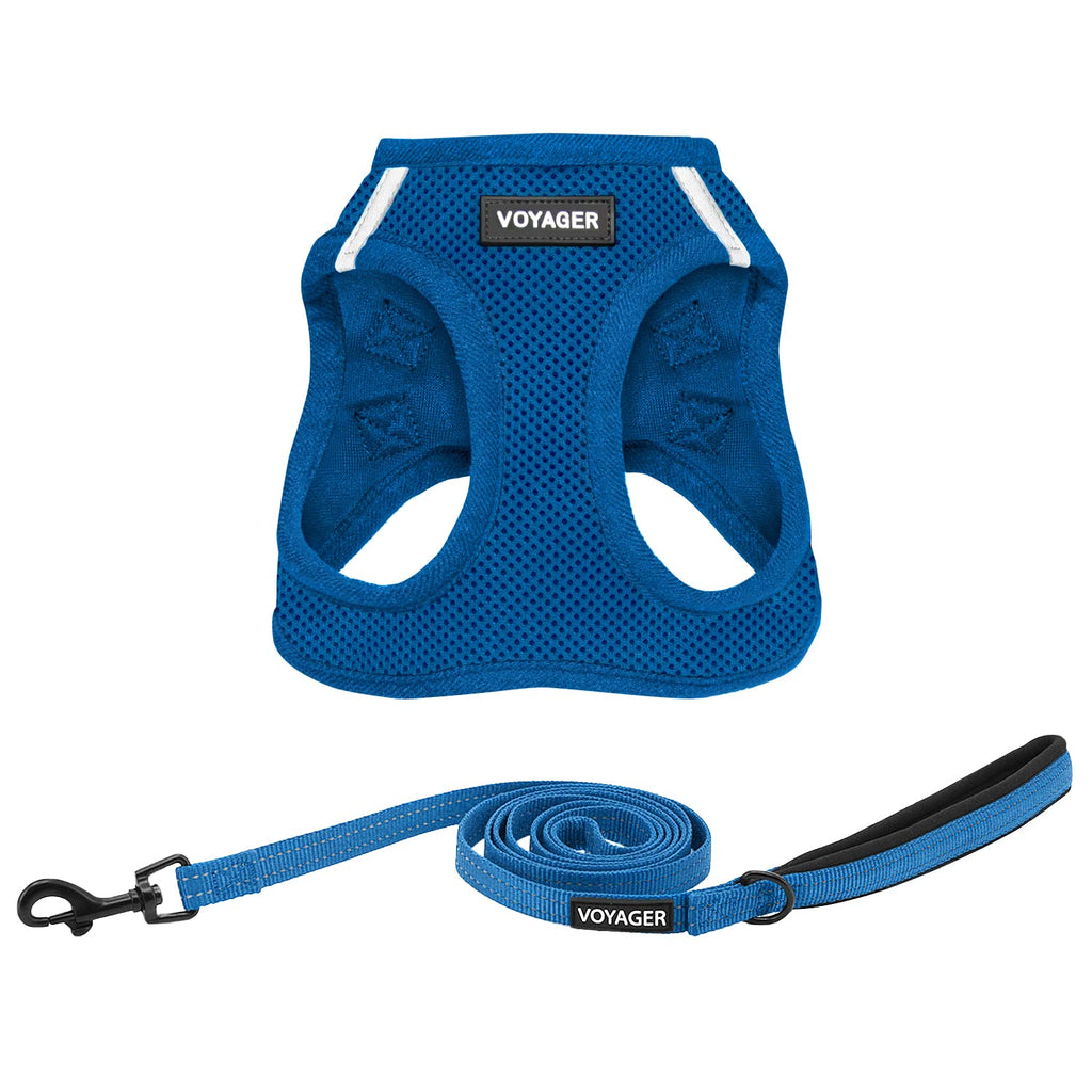 Best Pet Supplies Voyager Step-in Harness & Leash Set - Reflective Mesh, Royal Blue, XXXS for Puppies