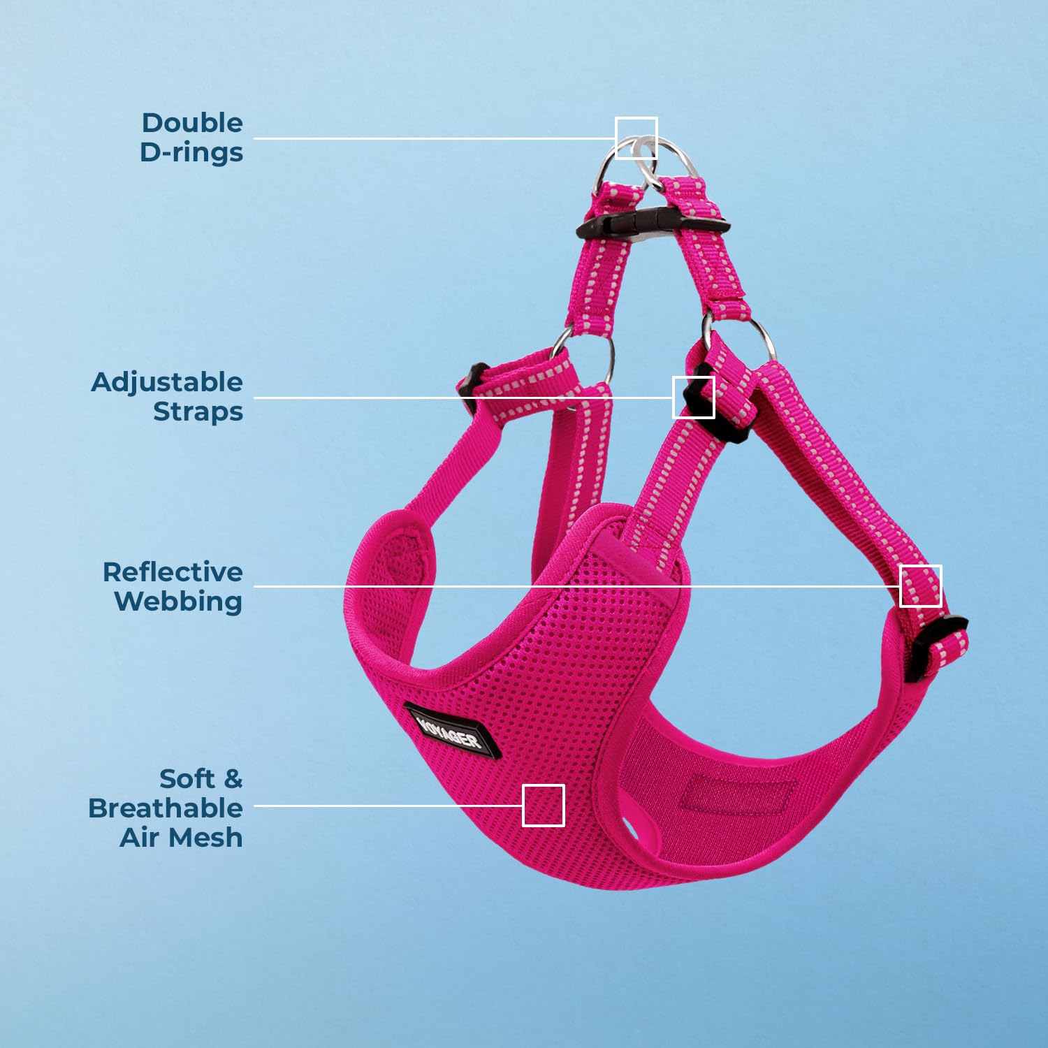 Best Pet Supplies Voyager Step-in Mesh Dog Harness, Fuchsia, XS