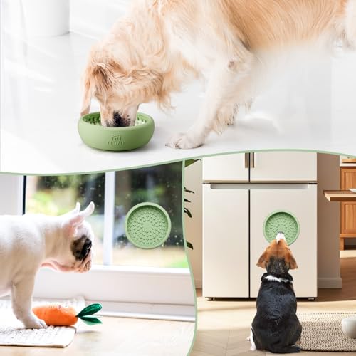 Bestalk Dog Lick Bowl - Anxiety Relief Lick Mat, Non-Slip Silicone Freeze Bowl (Green, Small)