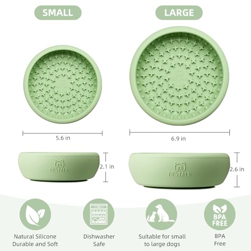 Bestalk Dog Lick Bowl - Anxiety Relief Lick Mat, Non-Slip Silicone Freeze Bowl (Green, Small)