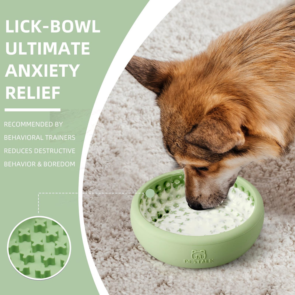 Bestalk Dog Lick Bowl - Anxiety Relief Lick Mat, Non-Slip Silicone Freeze Bowl (Green, Small)