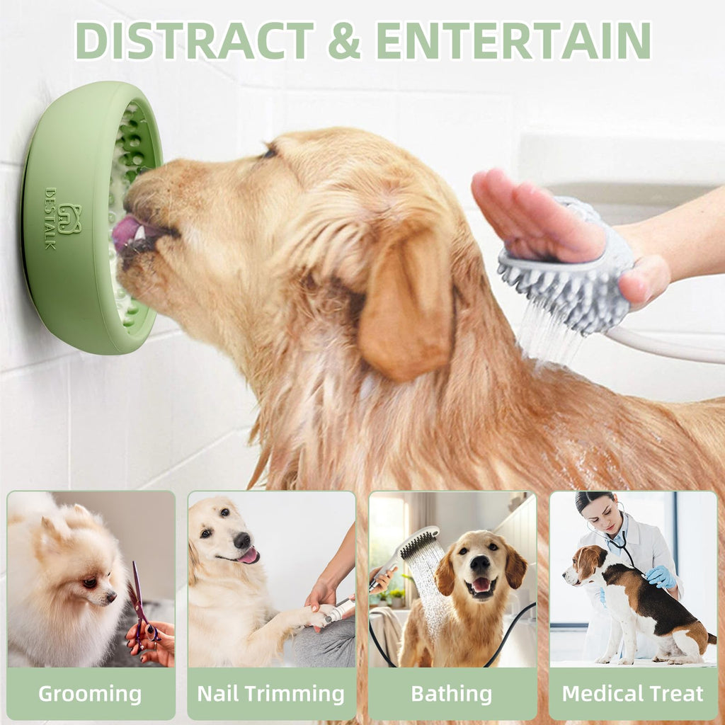 Bestalk Dog Lick Bowl - Anxiety Relief Lick Mat, Non-Slip Silicone Freeze Bowl (Green, Small)