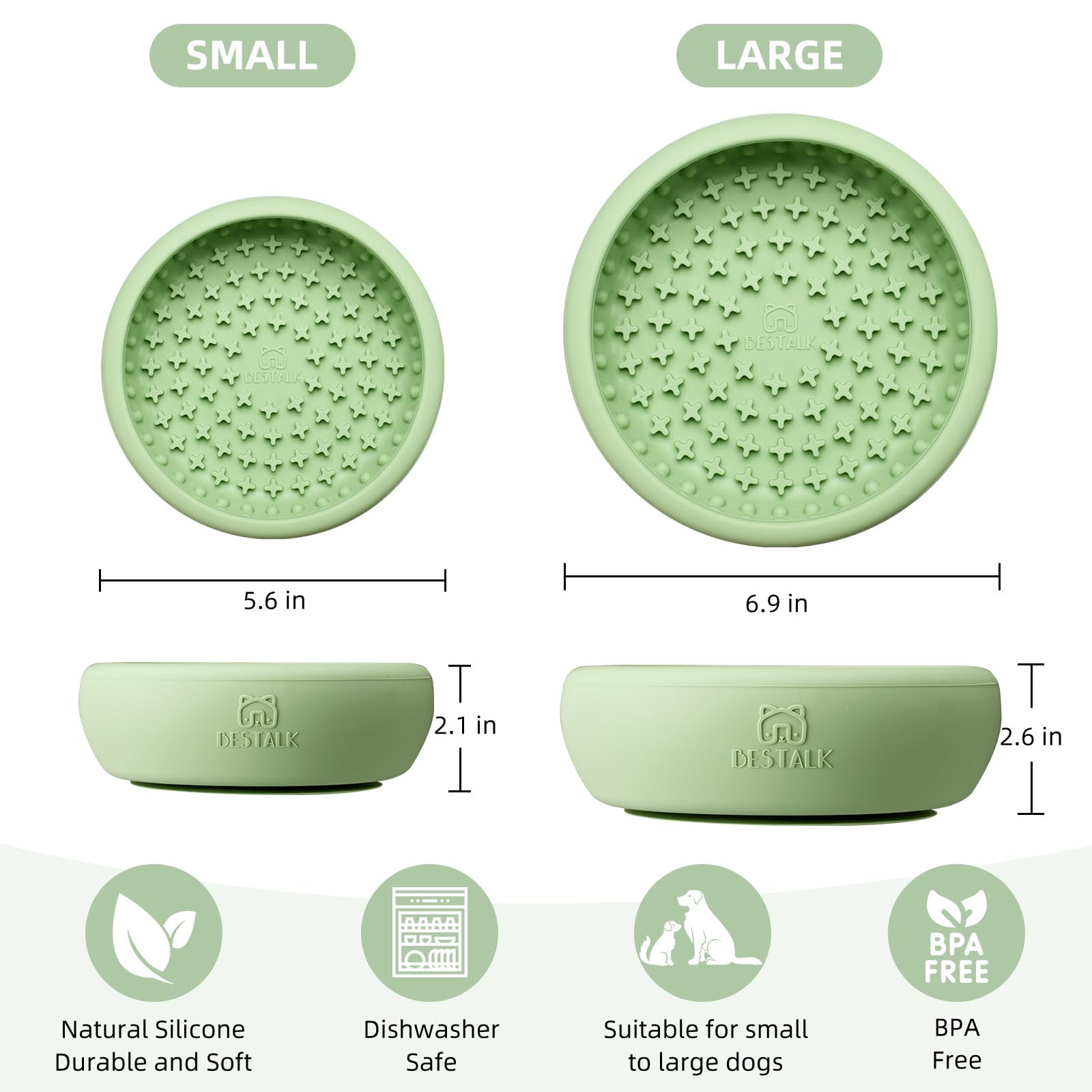 Bestalk Dog Lick Bowl - Anxiety Relief Lick Mat, Non-Slip Silicone Freeze Bowl (Green, Small)