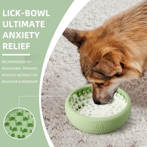 Bestalk Dog Lick Bowl - Anxiety Relief Lick Mat, Non-Slip Silicone Freeze Bowl (Green, Small)