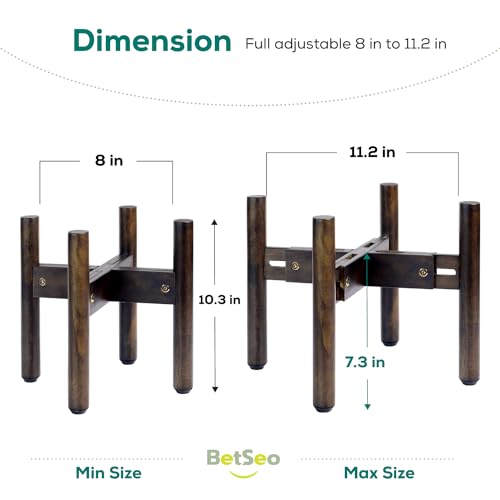 BETSEO Adjustable Dog Bowl Stand 10.3in Height - Wood Elevated Feeders for Medium Breeds (1 Pack, Bowls Not Included)