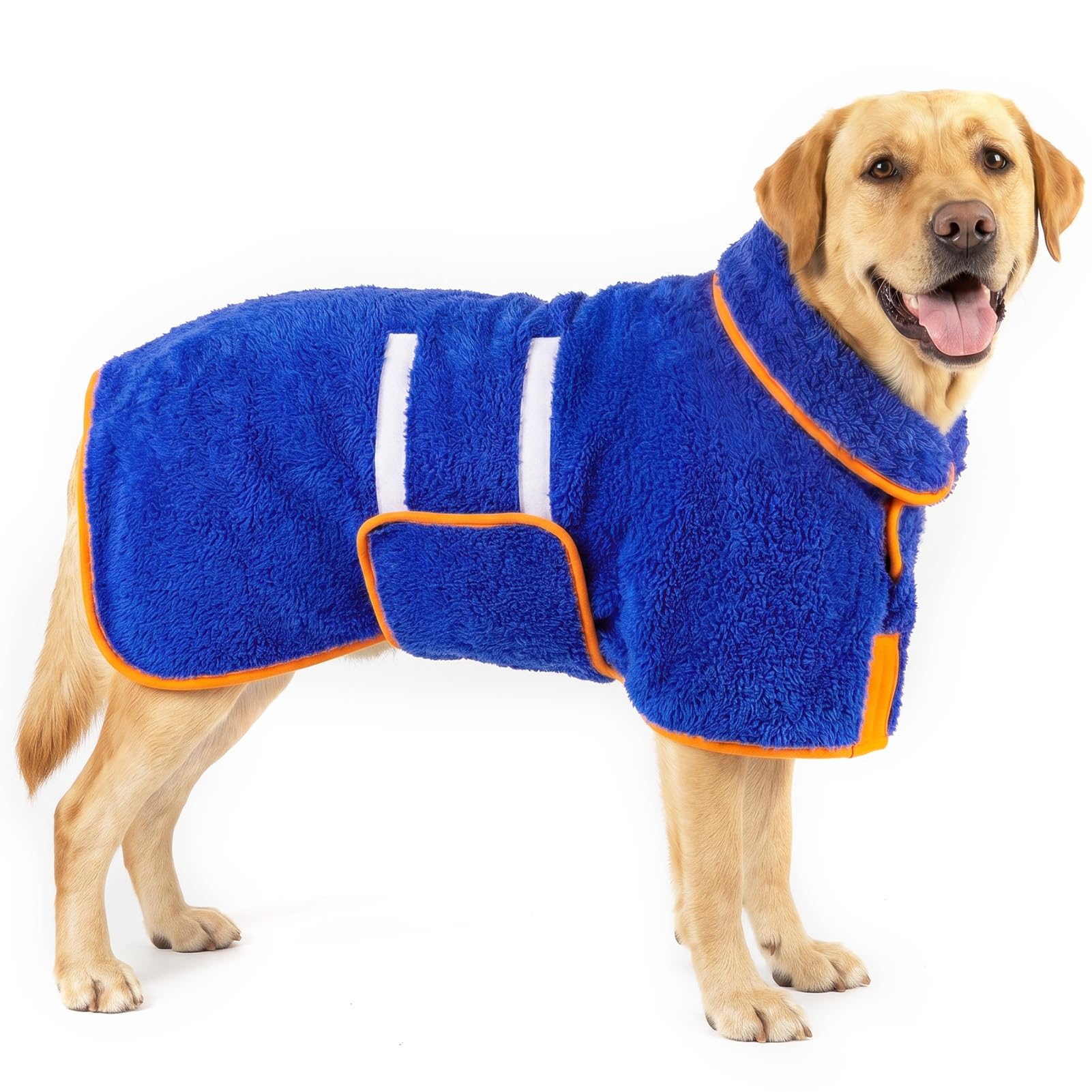 Bienbee Dog Bathrobe Large - Super Absorbent Quick Drying Pet Robe for After Bath, Dark Blue