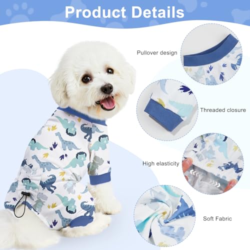 Bienbee Dog Pajamas 4 Pack - Soft, Breathable, Adjustable Onesies for Small to Medium Dogs - Recovery Suit & Shedding Suit