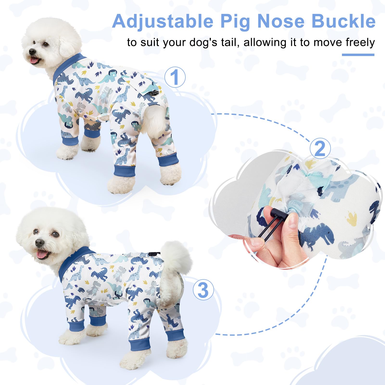 Bienbee Dog Pajamas 4 Pack - Soft, Breathable, Adjustable Onesies for Small to Medium Dogs - Recovery Suit & Shedding Suit