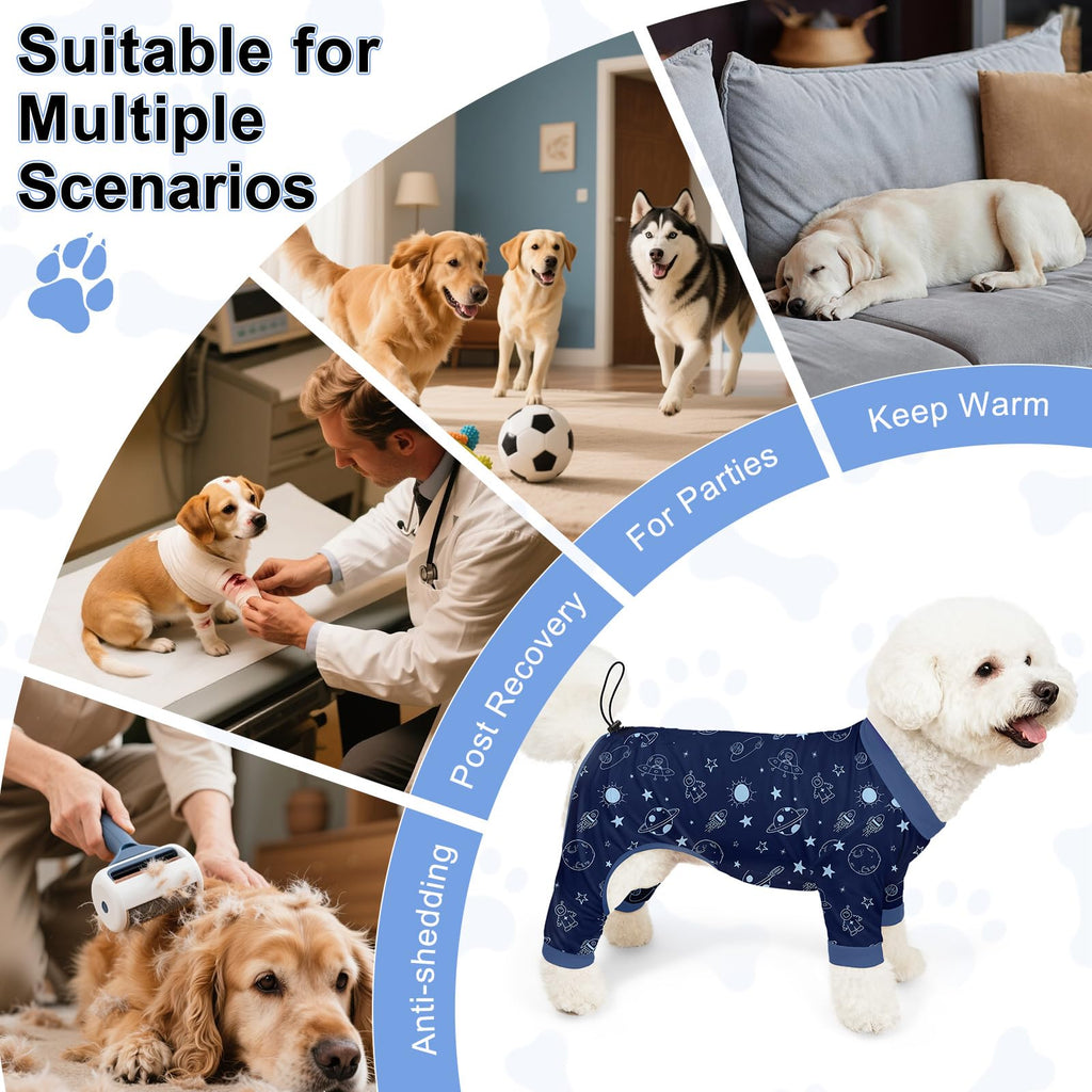 Bienbee Dog Pajamas 4 Pack - Soft, Breathable, Adjustable Onesies for Small to Medium Dogs - Recovery Suit & Shedding Suit