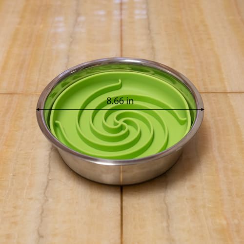 Bifeaw Slow Feeder Dog Bowl - Silicone Puzzle Bowl for Dogs, Non-Slip, Dishwasher Safe, Green and Orange