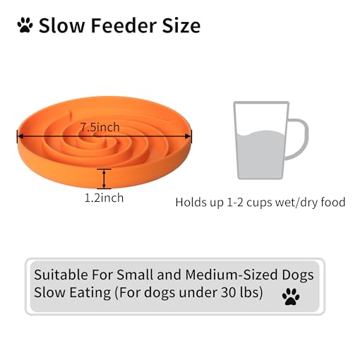 Bifeaw Slow Feeder Dog Bowl - Silicone Puzzle Bowl for Dogs, Non-Slip, Dishwasher Safe, Green and Orange