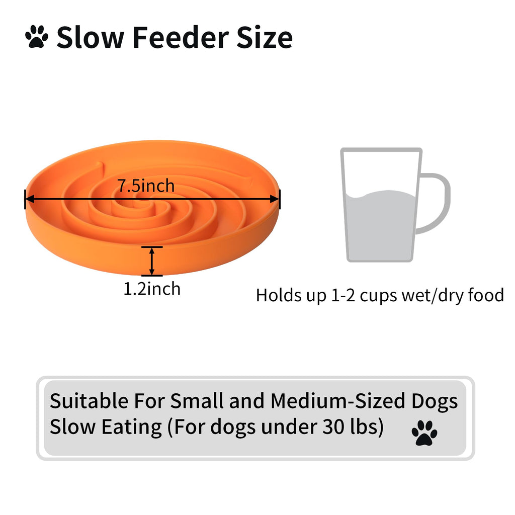 Bifeaw Slow Feeder Dog Bowl - Silicone Puzzle Bowl for Dogs, Non-Slip, Dishwasher Safe, Green and Orange