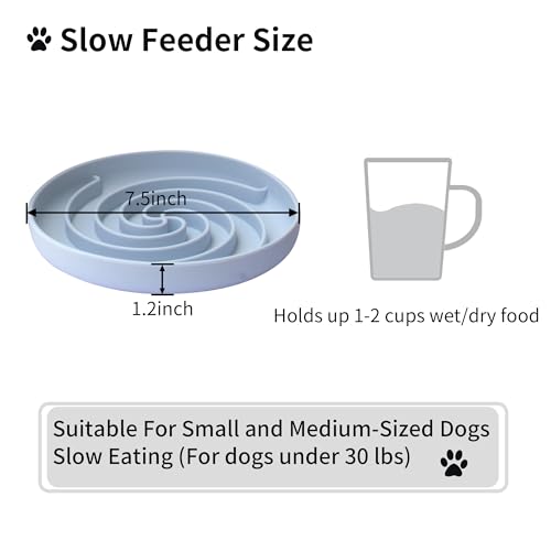 Bifeaw Slow Feeder Dog Bowl - Silicone Puzzle Bowl, Non-Slip, Dishwasher Safe (Blue & Yellow)