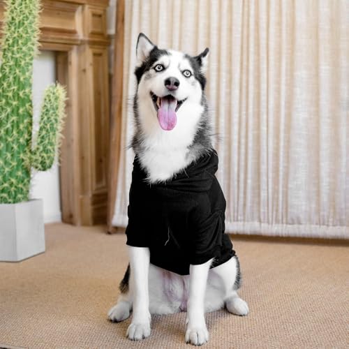 BINGPET Dog Hoodie 'Bad The Bone' - Black, Extra Large, Warm Winter Coat for Dogs