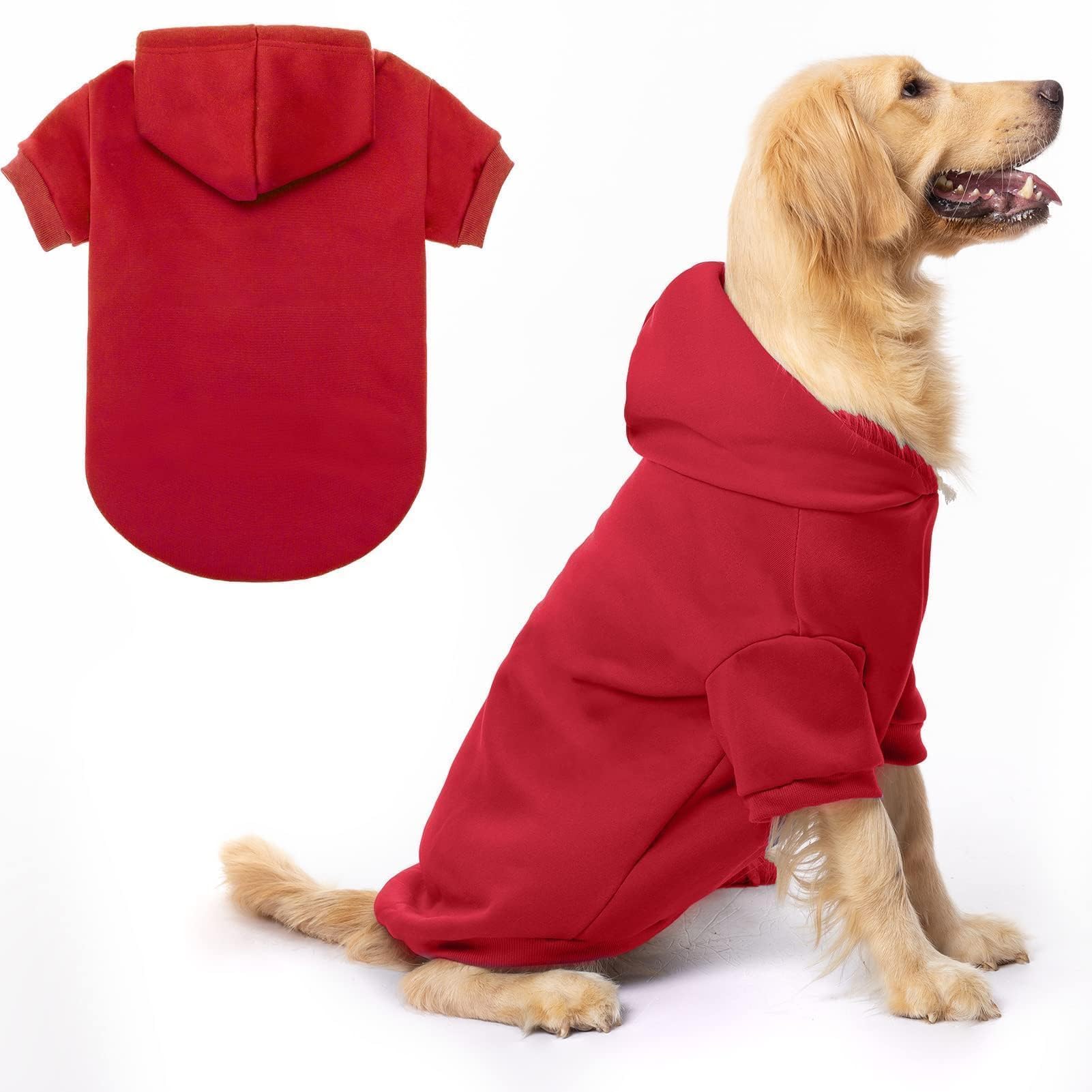BINGPET Dog Hoodie: Fleece Lined Pullover Sweatshirt with Leash Hole for Small Medium Large Dogs