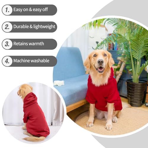 BINGPET Dog Hoodie: Fleece Lined Pullover Sweatshirt with Leash Hole for Small Medium Large Dogs