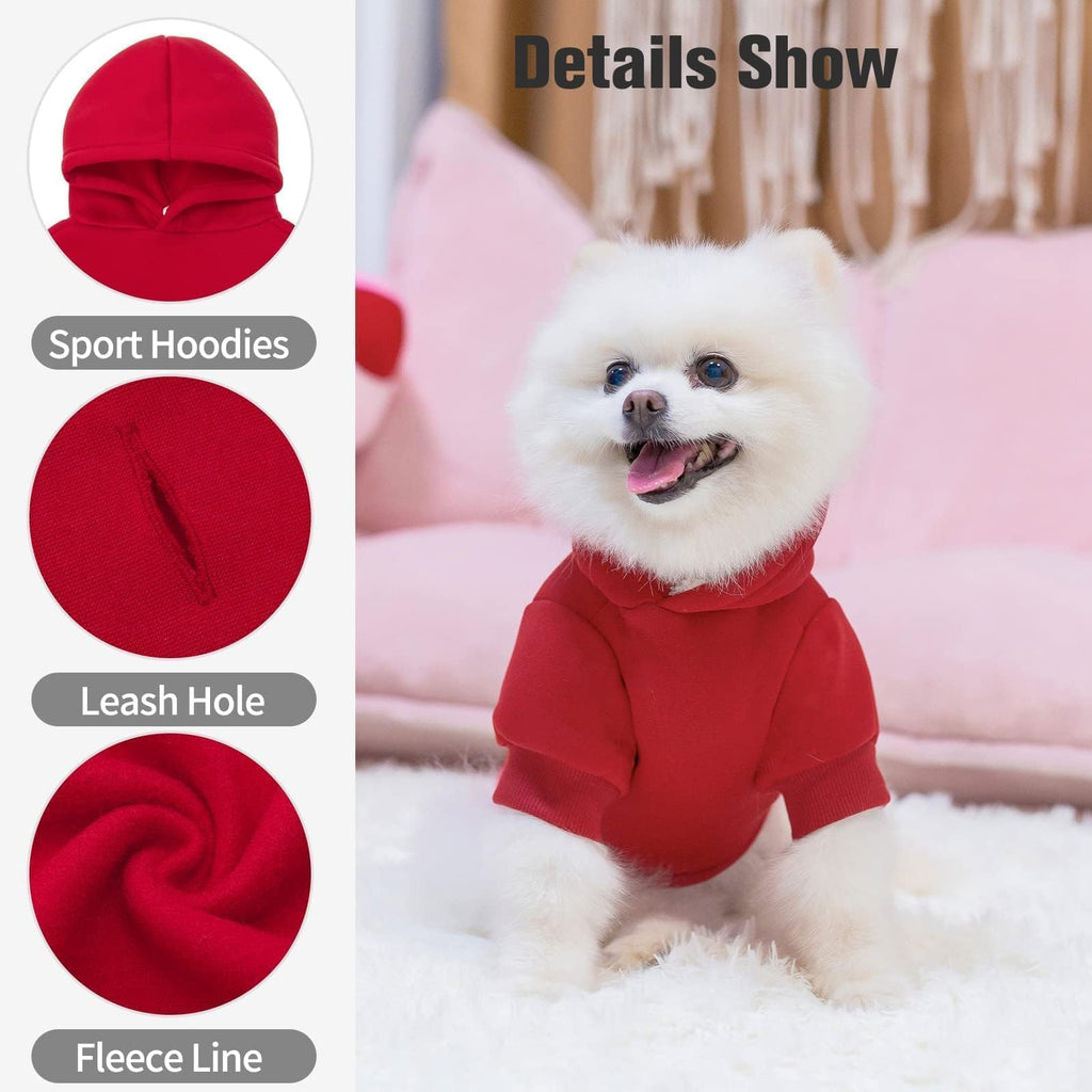 BINGPET Dog Hoodie: Fleece Lined Pullover Sweatshirt with Leash Hole for Small Medium Large Dogs