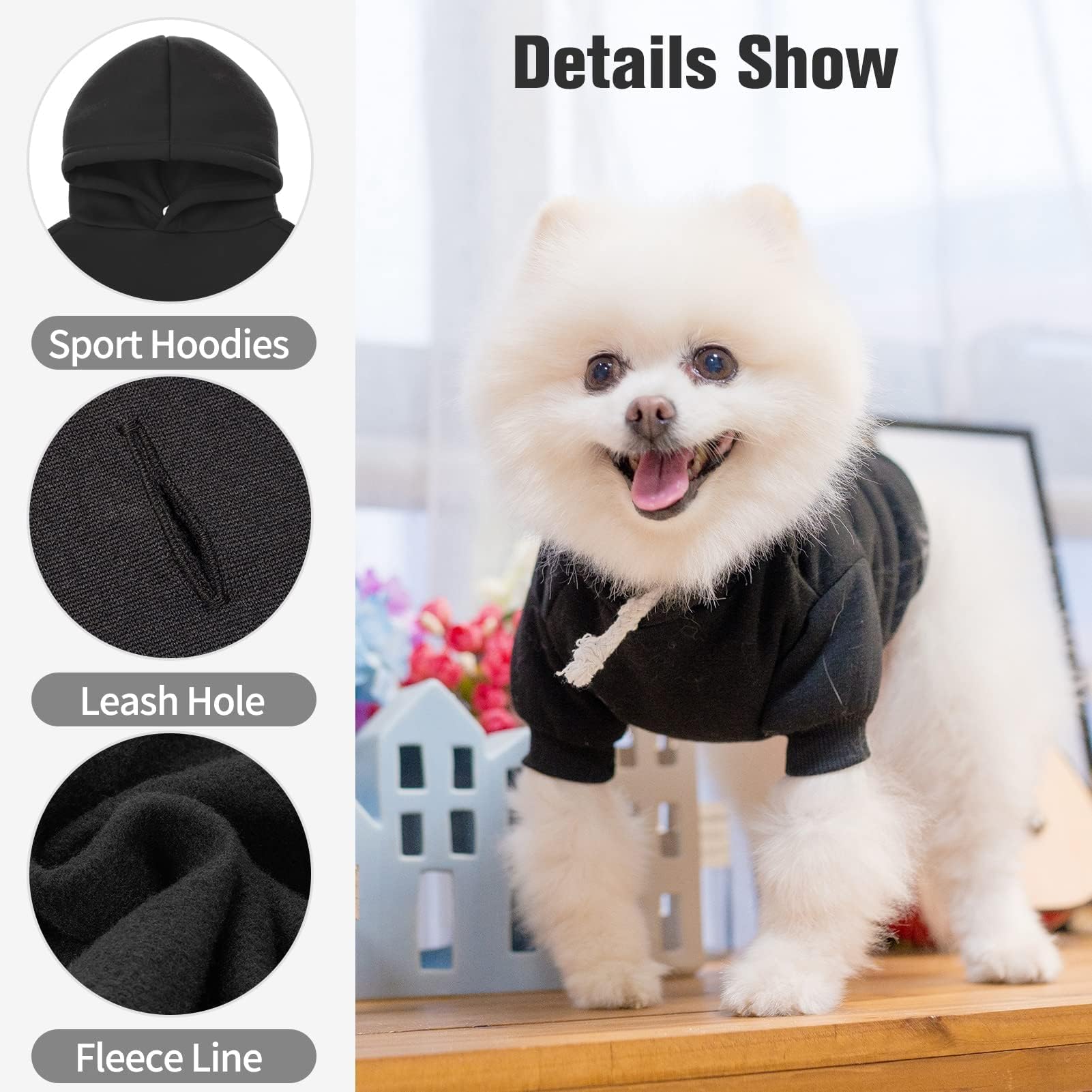 BINGPET Dog Hoodies - Fleece Lined Pullover Sweatshirt for Small to Large Dogs, Machine Washable with Leash Hole
