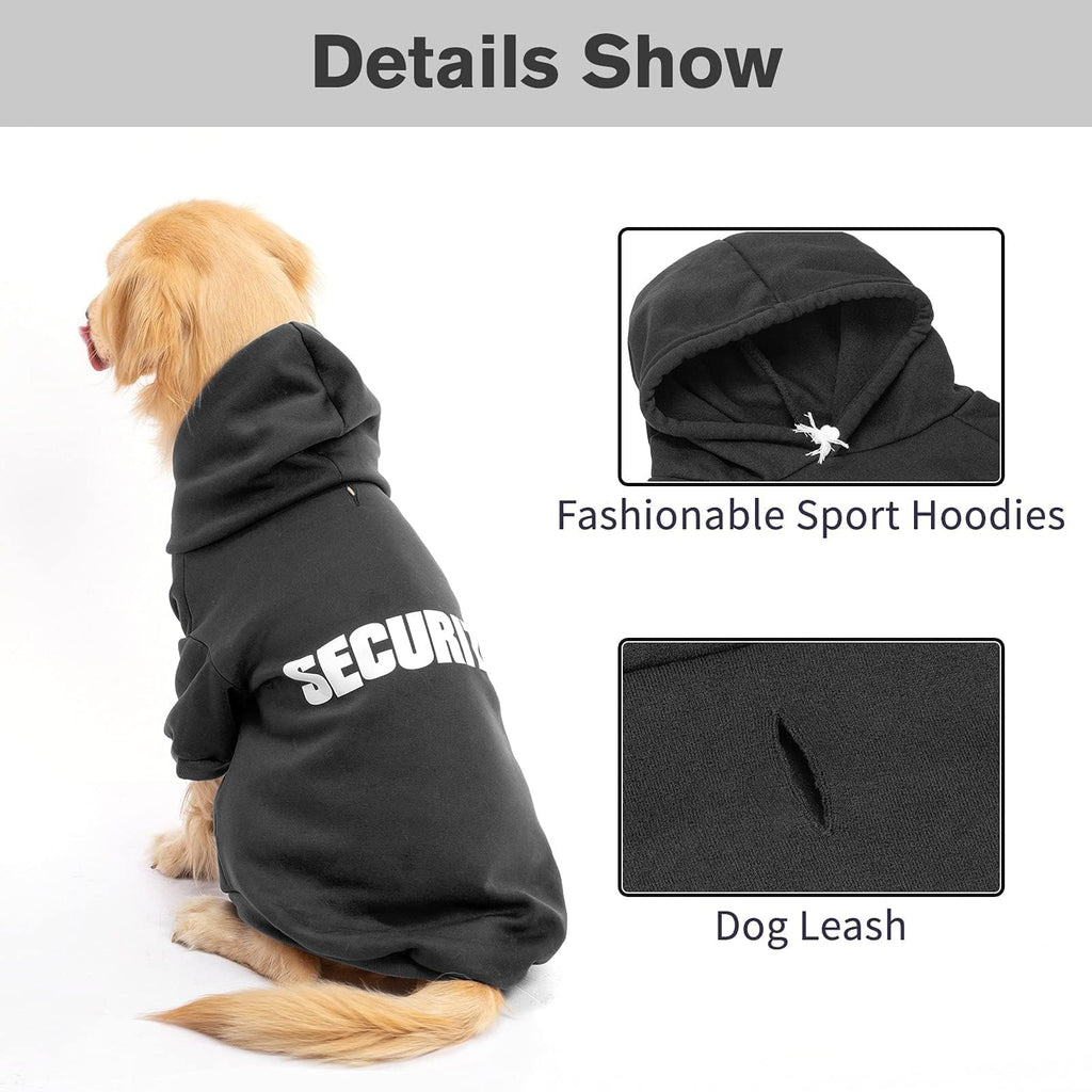 BINGPET XX-Large Security Dog Hoodie - Warm Brushed Fleece Sweatshirt with Durable Lettering