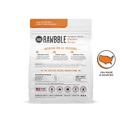 BIXBI Liberty Freeze-Dried Chicken Dog Food Topper & Treats, 98% Meat Organs, 12 oz – USA Made