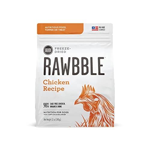 BIXBI Liberty Freeze-Dried Chicken Dog Food Topper & Treats, 98% Meat Organs, 12 oz – USA Made