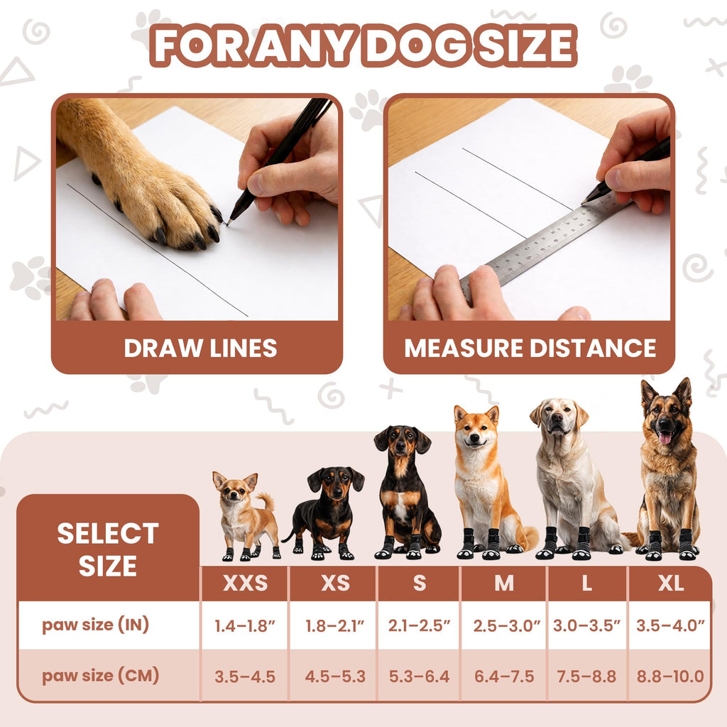 bixie Anti Slip Dog Socks (6 Pack) – XS Grey – Traction for Hardwood Floors, Paw Protection, Prevents Licking, for Senior Dogs