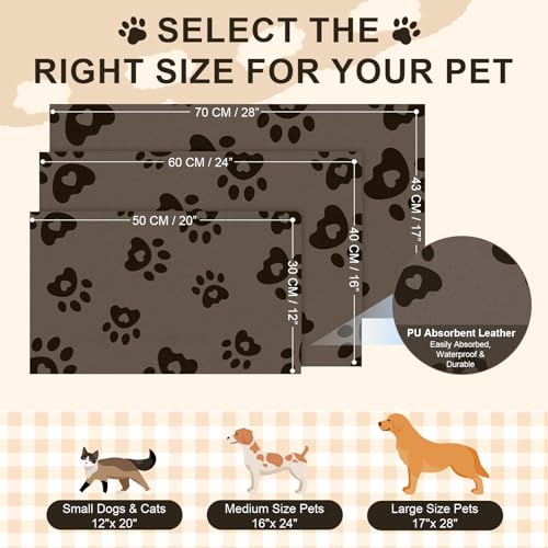 BLESWIN 16"x24" Brown Pet Feeding Mat – Waterproof, Non-Slip & Absorbent Dog Bowl Mat for Large Dogs