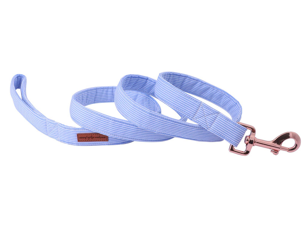 Blue Stripe Cotton Dog Leash by Unique Style Paws, Size M (5ft) – Soft Handle for Comfort