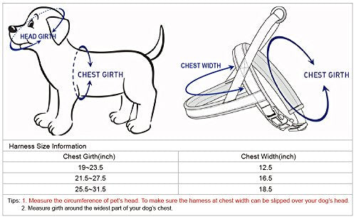 Blueberry Pet Reflective Jacquard Padded Dog Harness – Teal Blue, S/M (Chest 21.5-27.5")