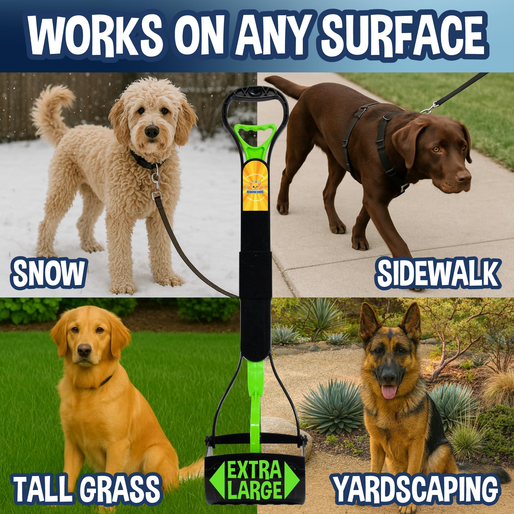 Bodhi Dog 32-Inch Foldable Pooper Scooper for Large Dogs – Lightweight, Green