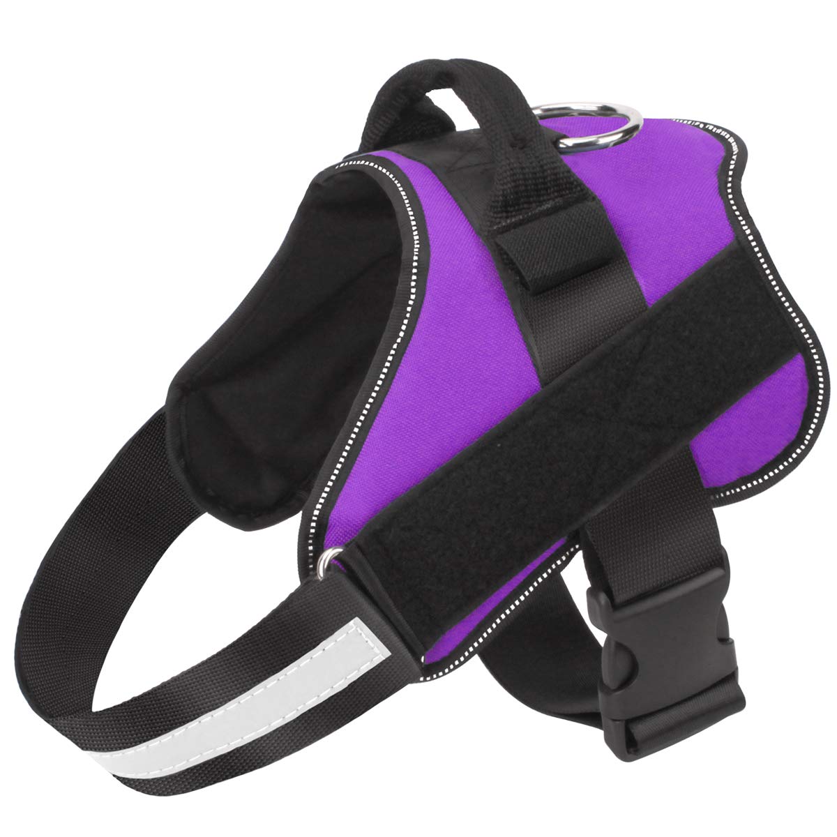 Bolux No-Pull Reflective Dog Harness for Large Dogs, Adjustable Vest with Handle, Purple, L
