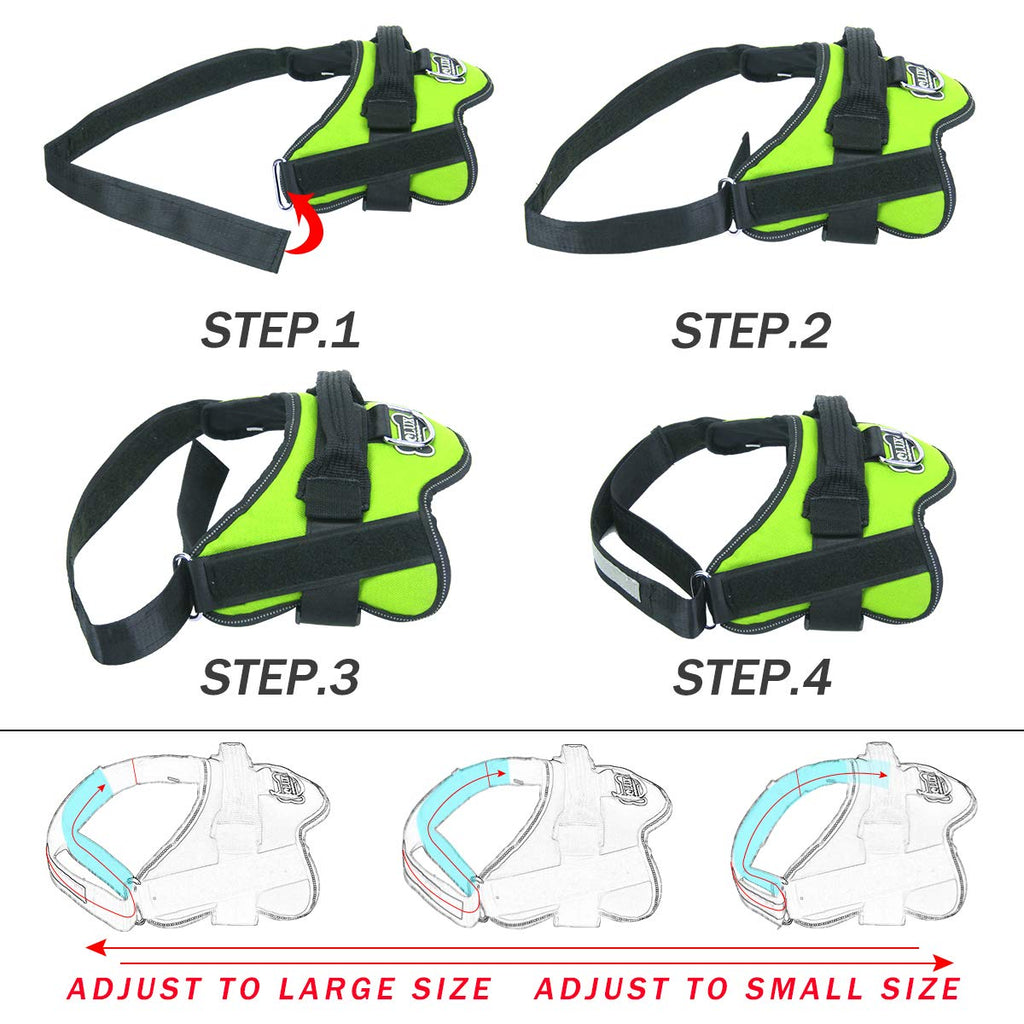 Bolux No-Pull Reflective Dog Harness for Medium Dogs - Green, Size M