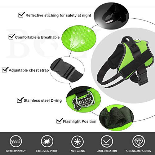 Bolux No-Pull Reflective Dog Harness for Medium Dogs - Green, Size M