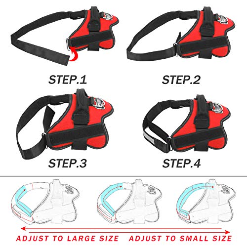 Bolux No-Pull Reflective Dog Vest Harness - Medium, Red - Adjustable, Breathable with Handle