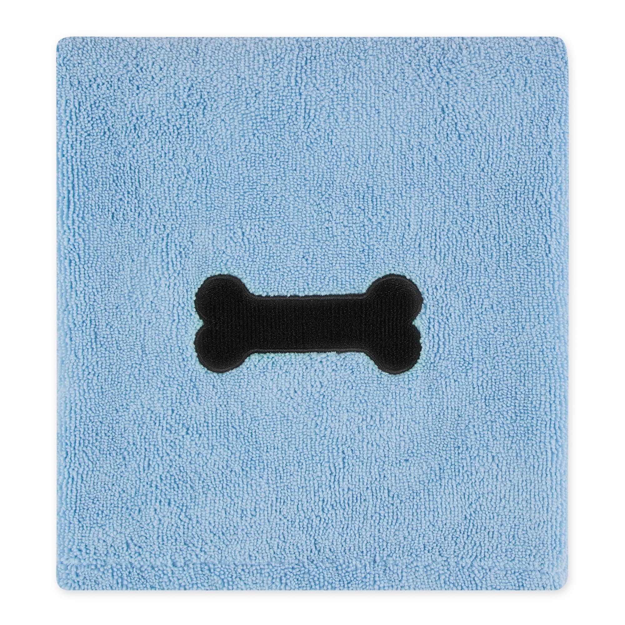 Bone Dry Microfiber Pet Towel, X-Large 41x23.5", Blue - Ultra Absorbent Dog & Cat Drying Towel