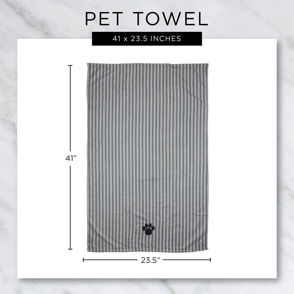 Bone Dry Microfiber Pet Towel, X-Large 41x23.5", Blue - Ultra Absorbent Dog & Cat Drying Towel