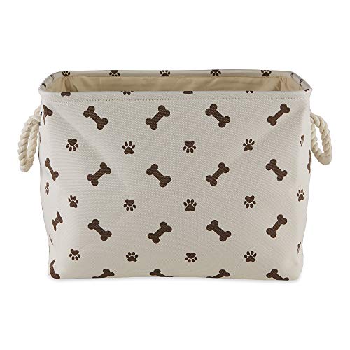 Bone Dry Pet Storage Bin, Medium Rectangle 16x10x12, Dark Brown with Paw and Bone Print