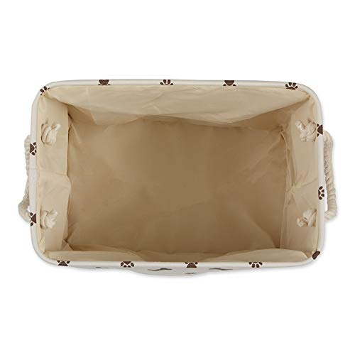 Bone Dry Pet Storage Bin, Medium Rectangle 16x10x12, Dark Brown with Paw and Bone Print