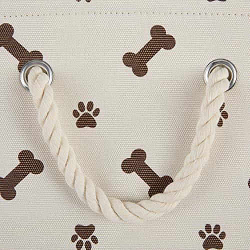 Bone Dry Pet Storage Bin, Medium Rectangle 16x10x12, Dark Brown with Paw and Bone Print