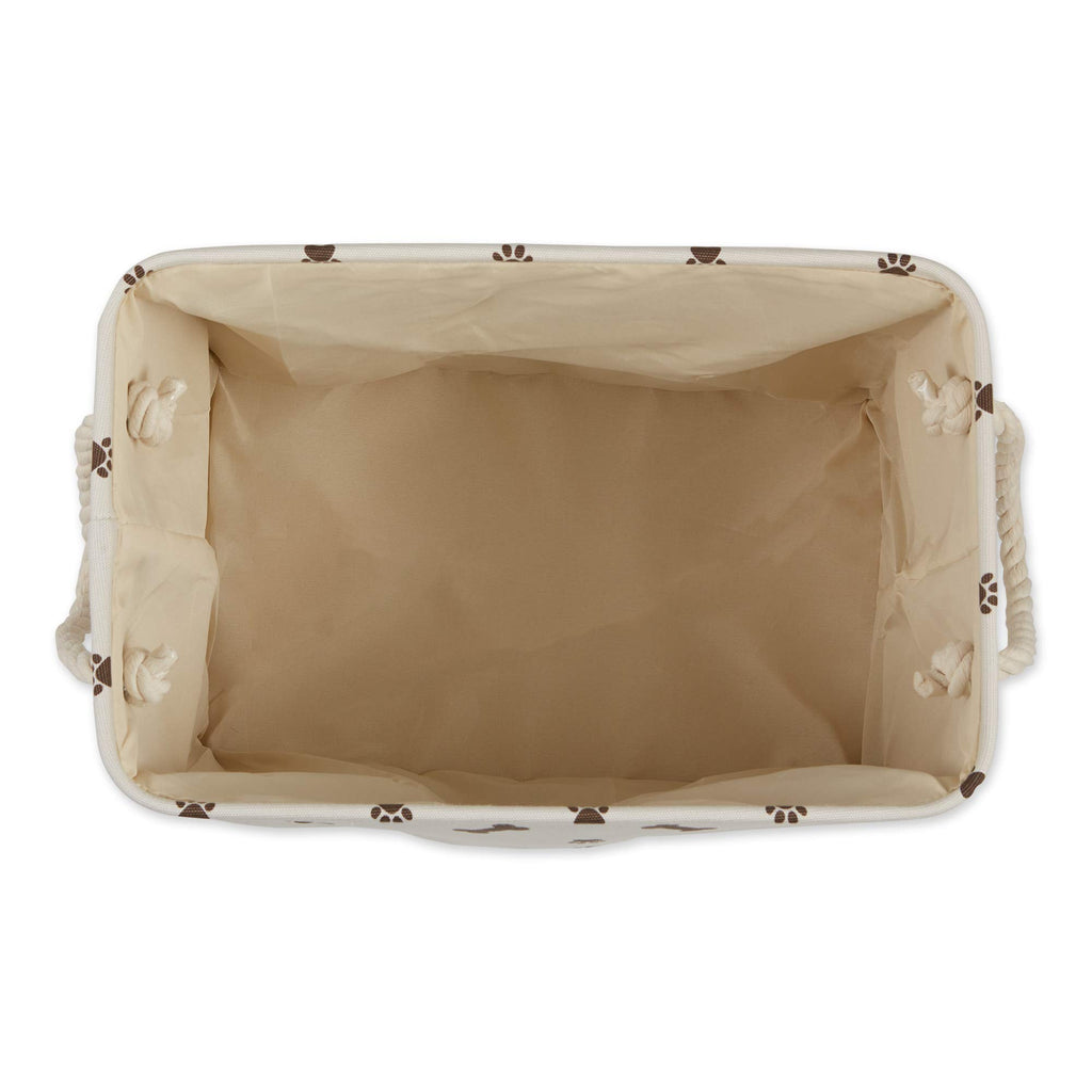 Bone Dry Pet Storage Bin, Medium Rectangle 16x10x12, Dark Brown with Paw and Bone Print