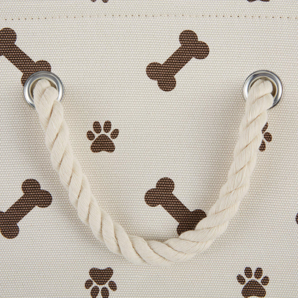 Bone Dry Pet Storage Bin, Medium Rectangle 16x10x12, Dark Brown with Paw and Bone Print