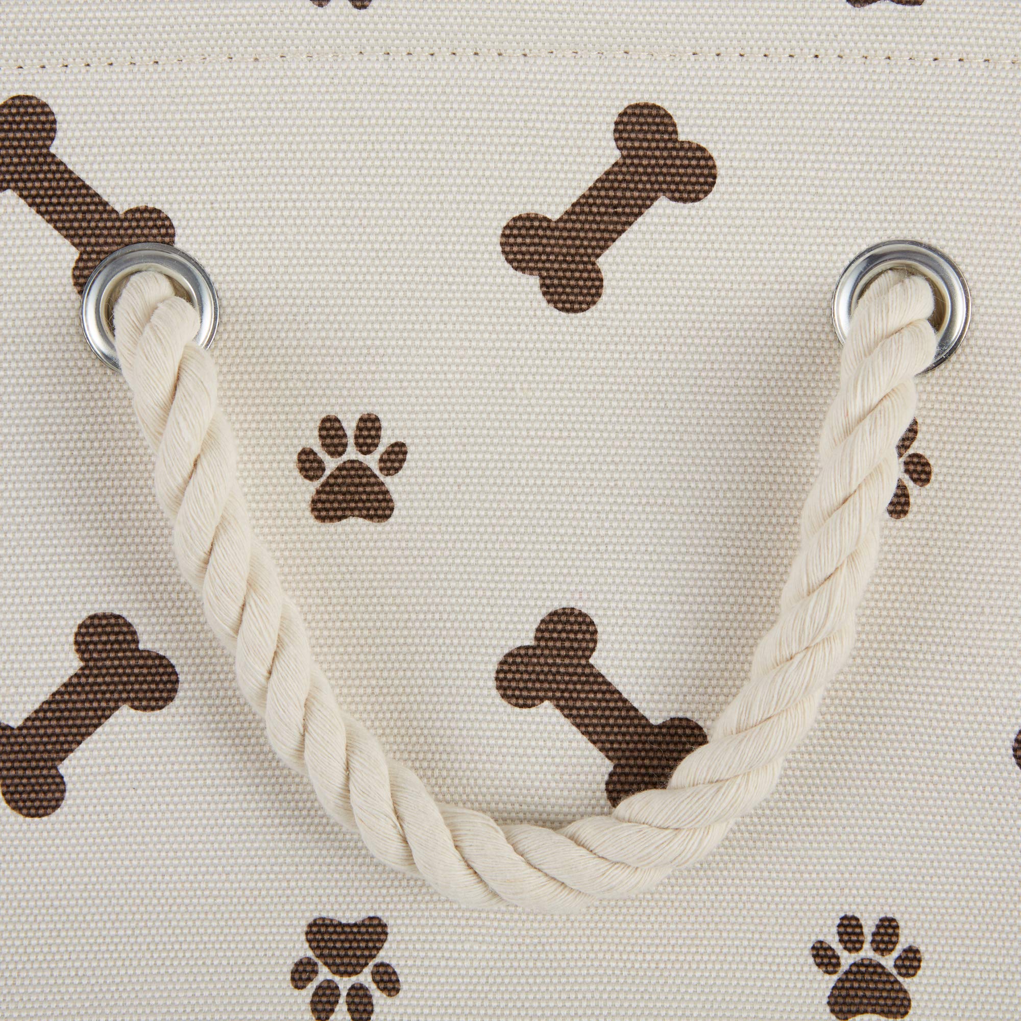 Bone Dry Pet Storage Bin, Medium Rectangle 16x10x12, Dark Brown with Paw and Bone Print