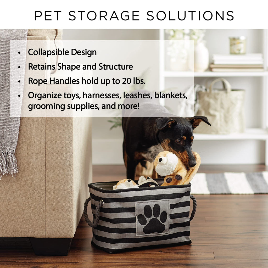 Bone Dry Pet Storage Bin, Medium Rectangle 16x10x12, Dark Brown with Paw and Bone Print