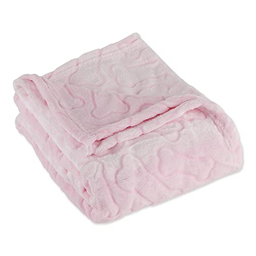 Bone Dry Pink Embossed Bone Print Pet Blanket 36x48" - Ultra-Soft Microfiber