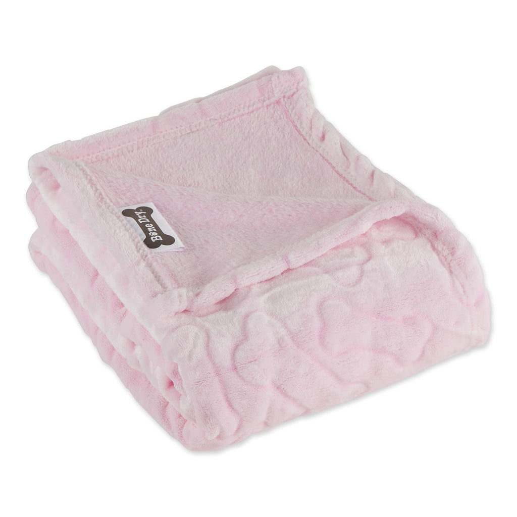Bone Dry Pink Embossed Bone Print Pet Blanket 36x48" - Ultra-Soft Microfiber