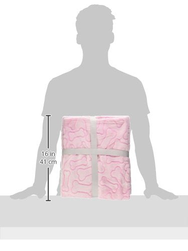 Bone Dry Pink Embossed Bone Print Pet Blanket 36x48" - Ultra-Soft Microfiber