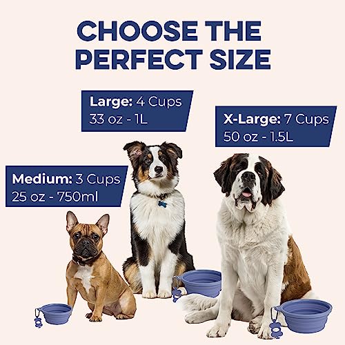 Bonza Collapsible Dog Slow Feeder Bowl - Portable Silicone Travel Bowl for Food & Water, Anti-Choking, BPA-Free, Dishwasher Safe