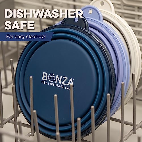 Bonza Collapsible Dog Slow Feeder Bowl - Portable Silicone Travel Bowl for Food & Water, Anti-Choking, BPA-Free, Dishwasher Safe