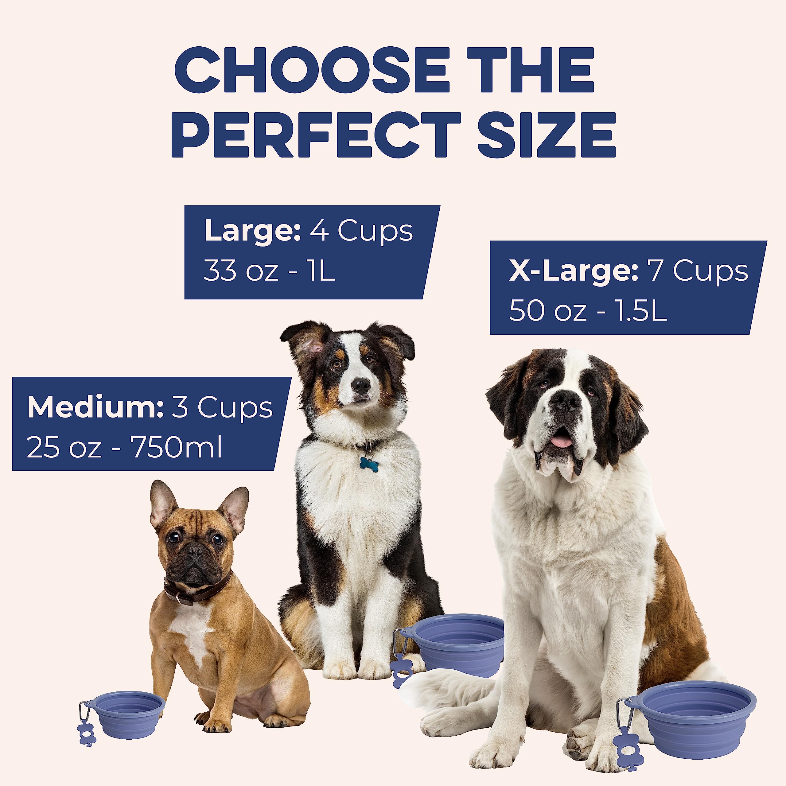 Bonza Collapsible Dog Slow Feeder Bowl - Portable Silicone Travel Bowl for Food & Water, Anti-Choking, BPA-Free, Dishwasher Safe